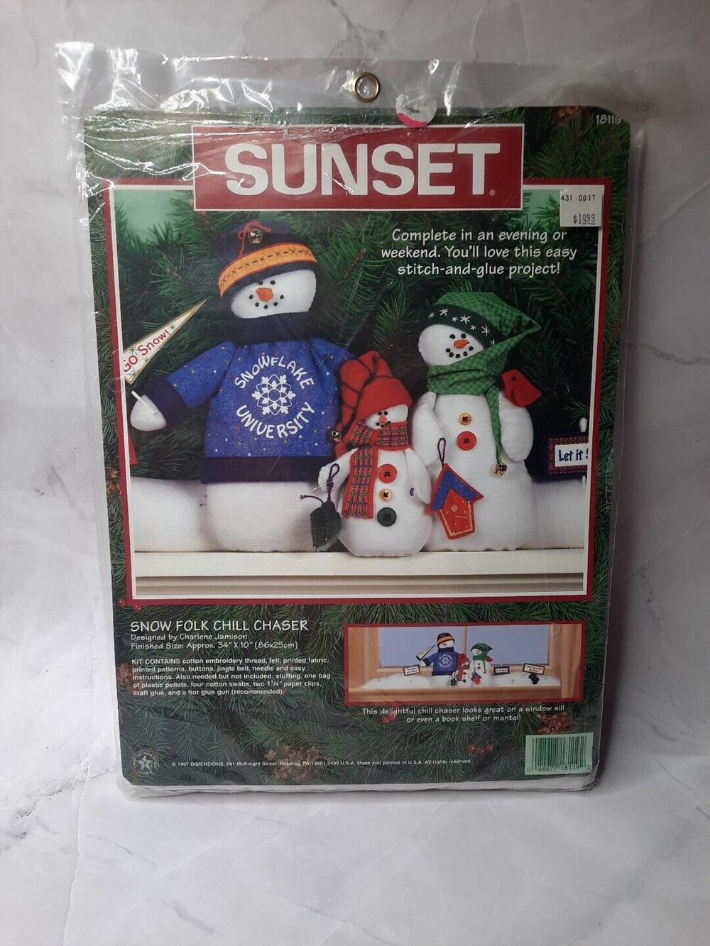 Vintage Dimensions Sunset Stich n Glue Project Kit Snow Folk Chill Chaser 18119